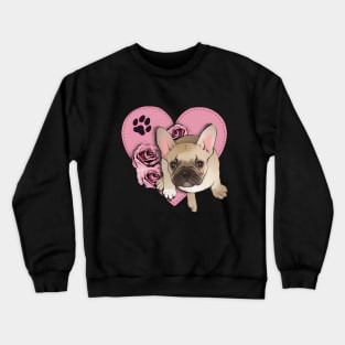 french bulldog pink heart for frenchie lover Crewneck Sweatshirt